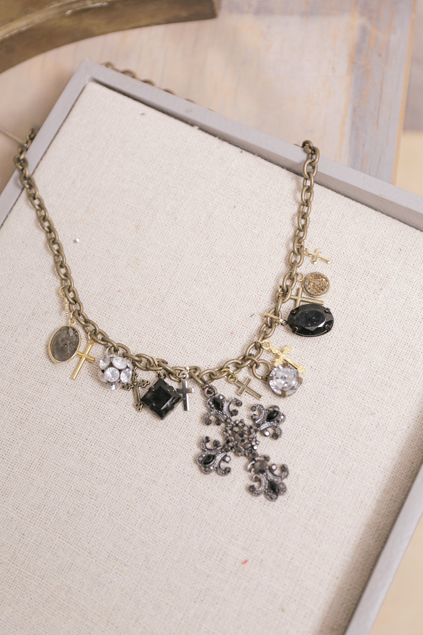 Gothic Cross Vintage Charm Necklace | One-of-a-Kind