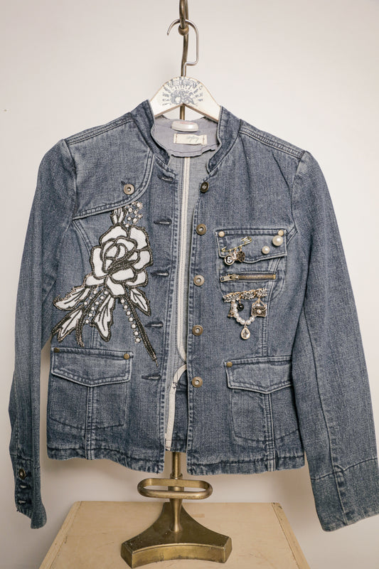 Rose to the Occassion Denim Vintage Jacket | One-of-a-Kind