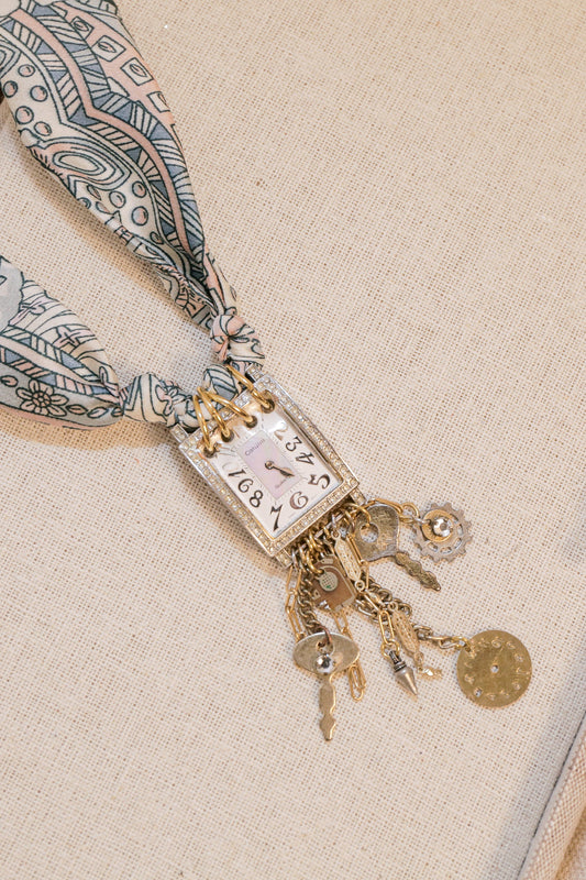 Vintage Watch Fabric Necklace | One-of-a-Kind