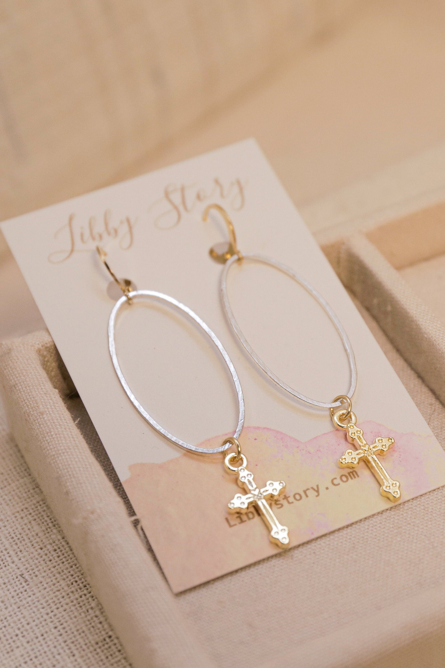 Libby Story Oval Cross Dangle Earring | One-of-a-Kind