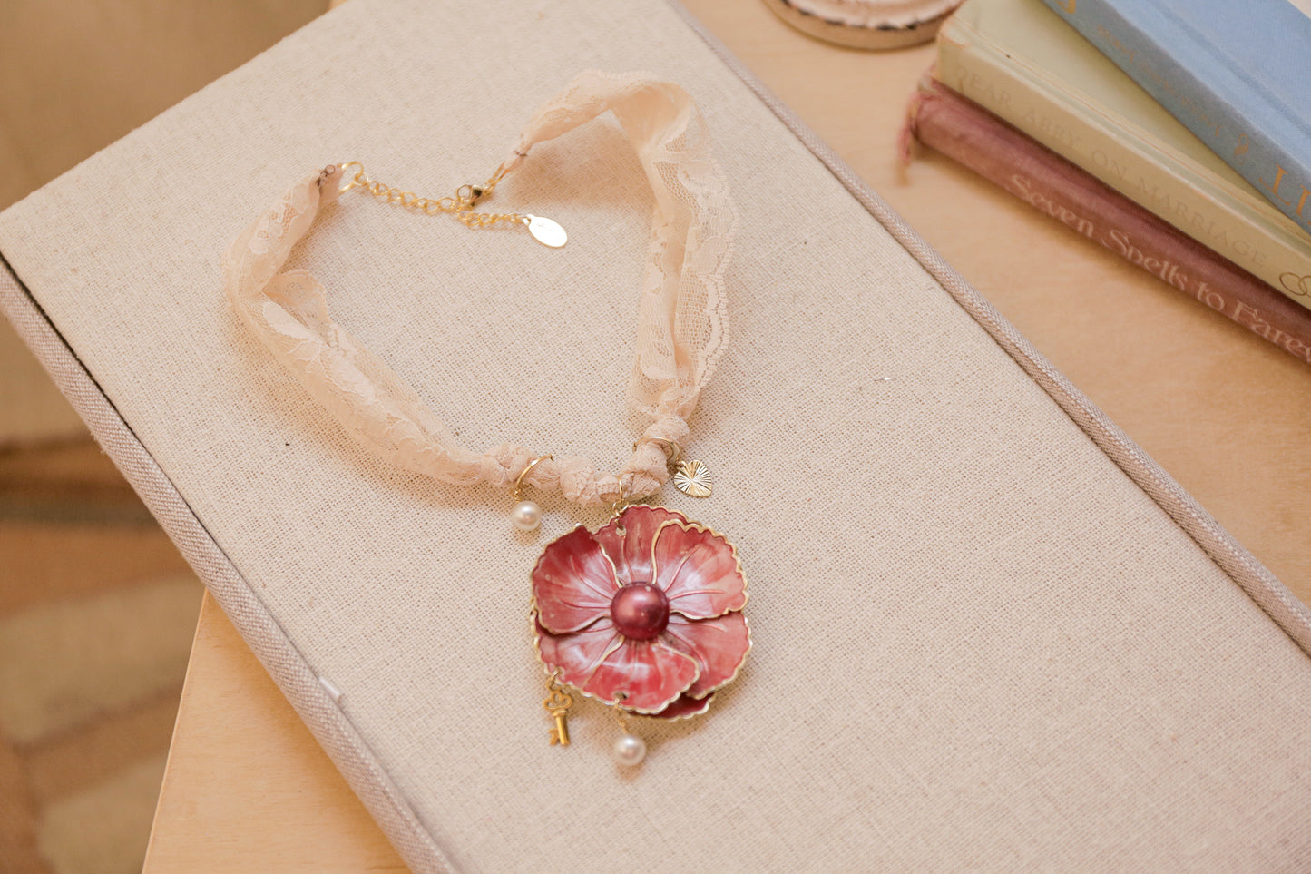 Poppy Charm Lace Necklace | One-of-a-Kind