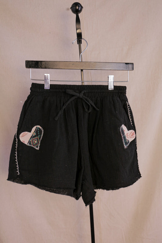 Linen Contrast Stitching Patchwork Shorts | One-of-a-Kind