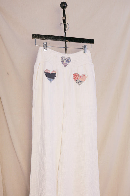 Light as Air Heart Patchwork Pants | One-of-a-Kind