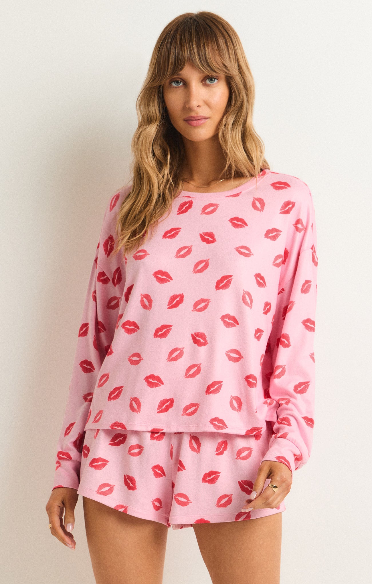 Z Supply Pucker Up Kisses Long Sleeve Top