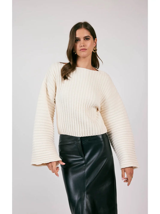 Sage the Label Boat Neck Ribbed Sweater