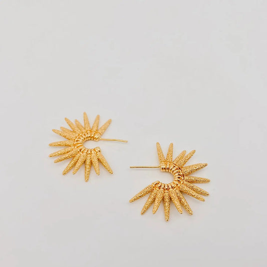 C-Shaped Metallic Gold-Plated Hoop Earring