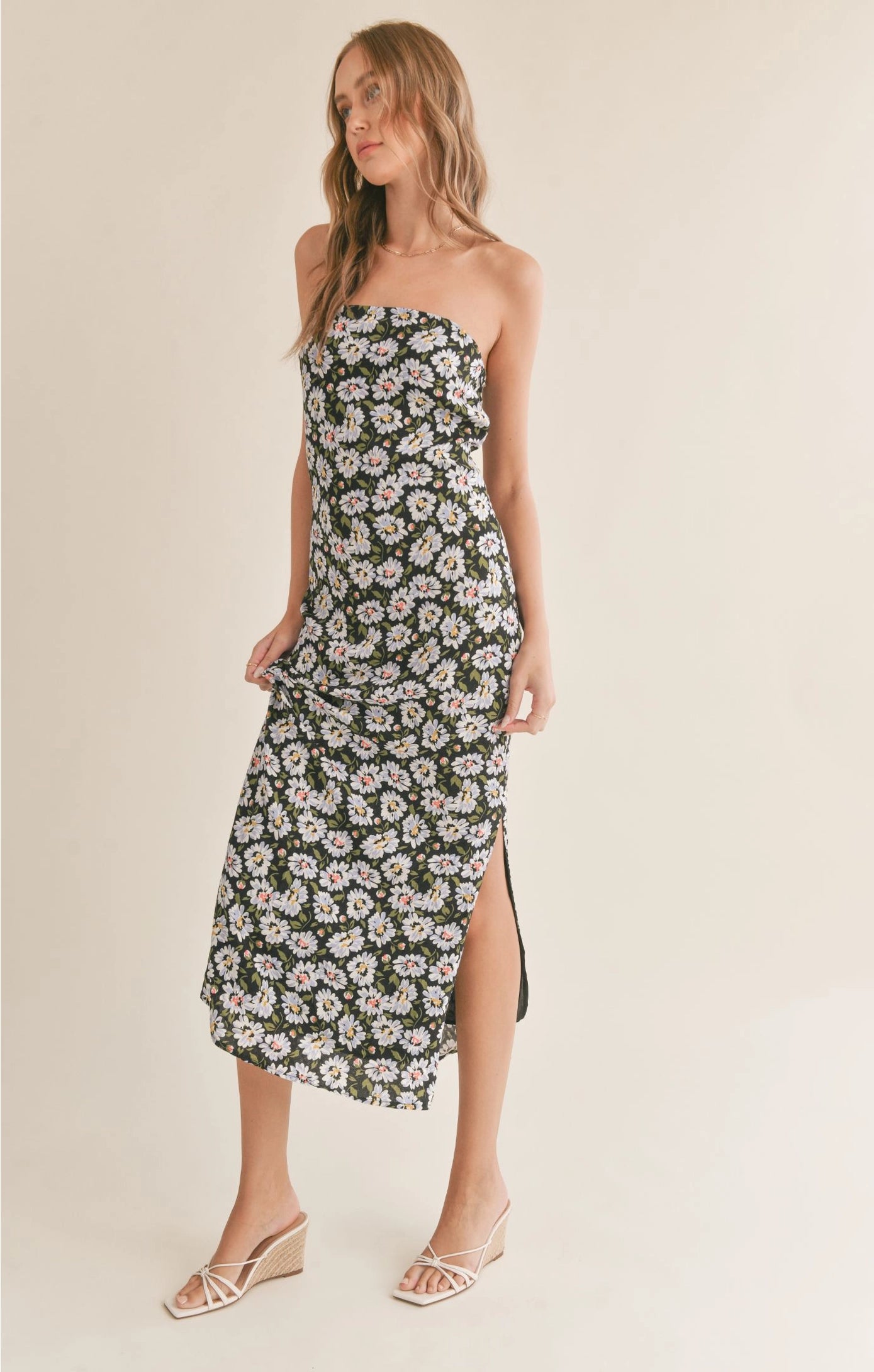 Sadie & Sage Refresh Tube Midi w/ Side Slit