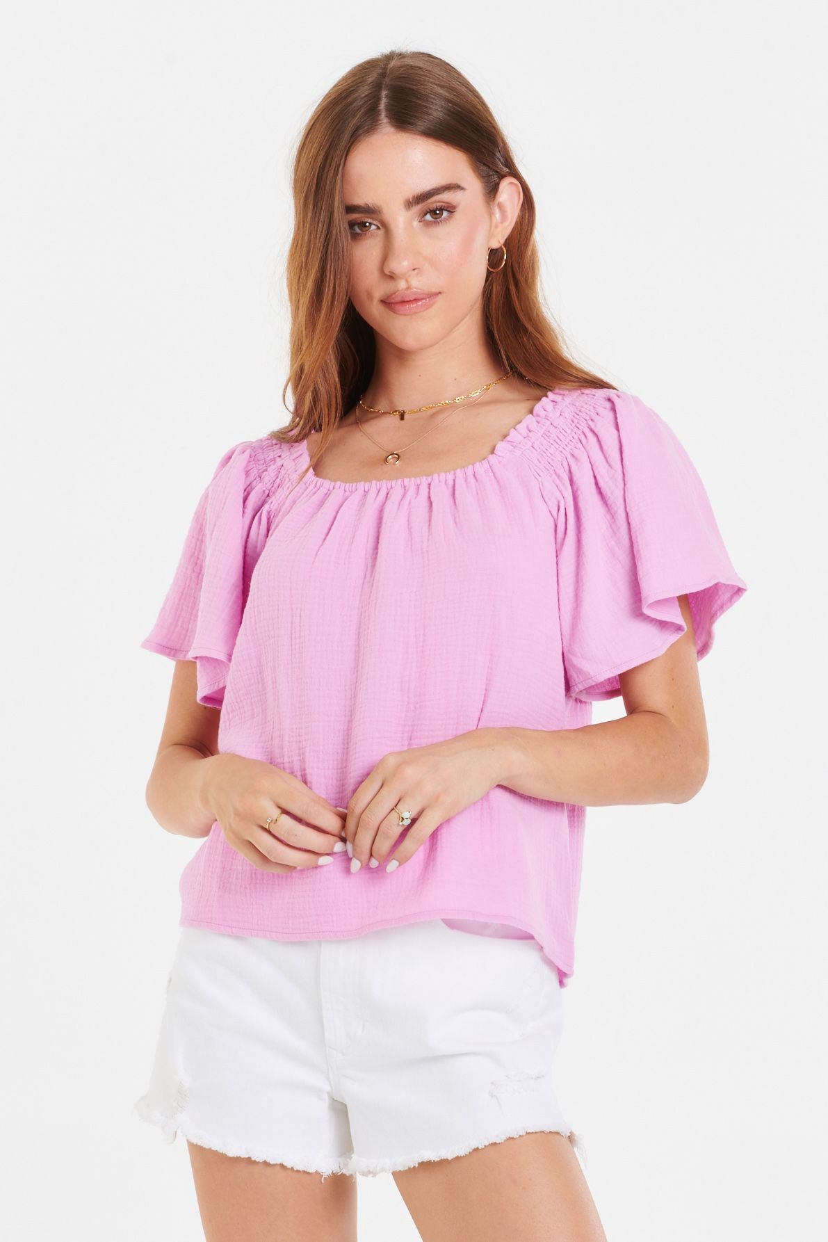 Another Love Priah Flutter Sleeve Top