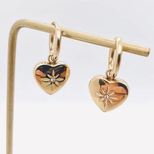 HEART COIN HUGGIE EARRINGS