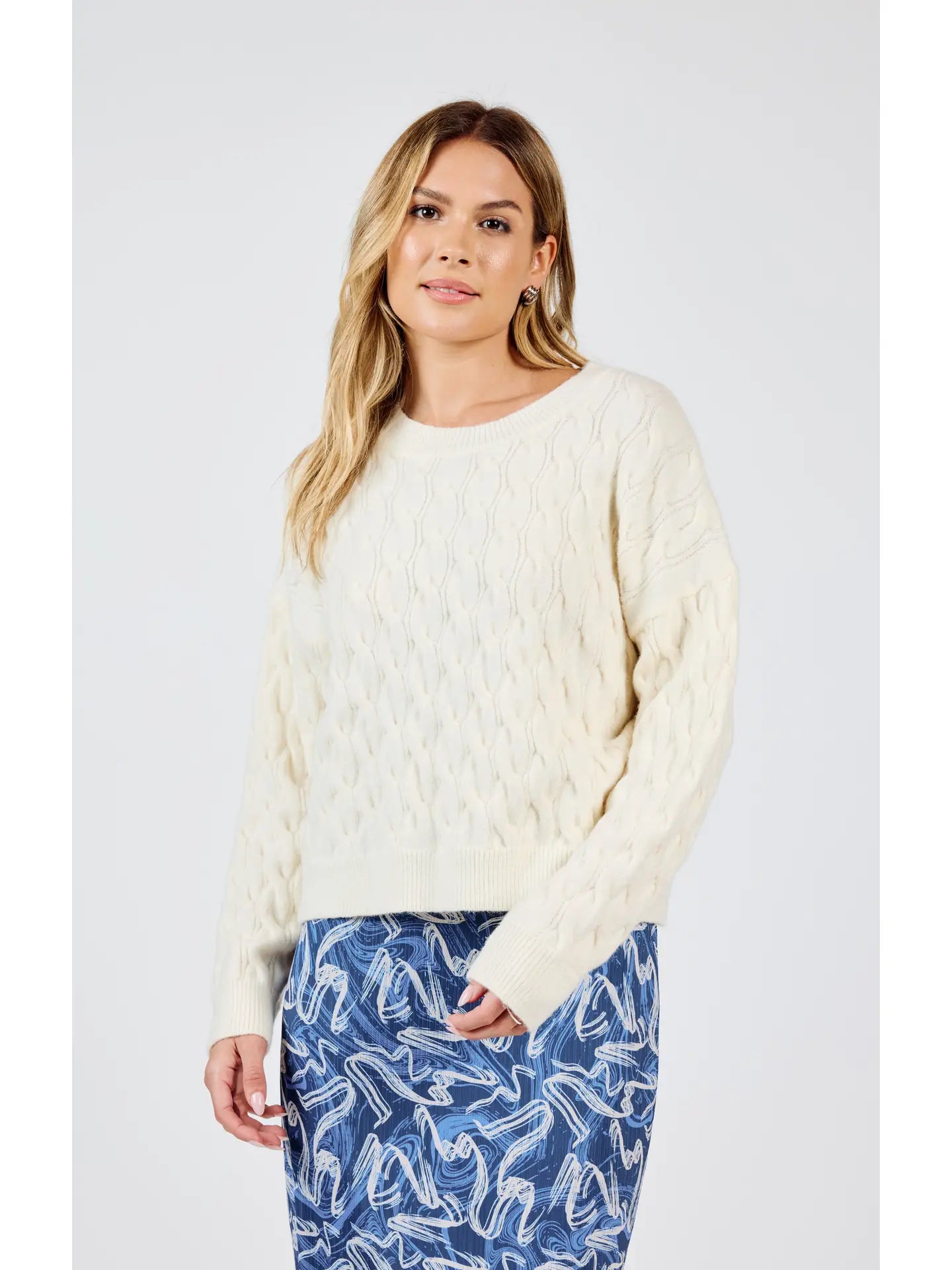 Sadie & Sage Stroll In the Park Cable Sweater