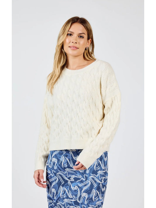 Sadie & Sage Stroll In the Park Cable Sweater