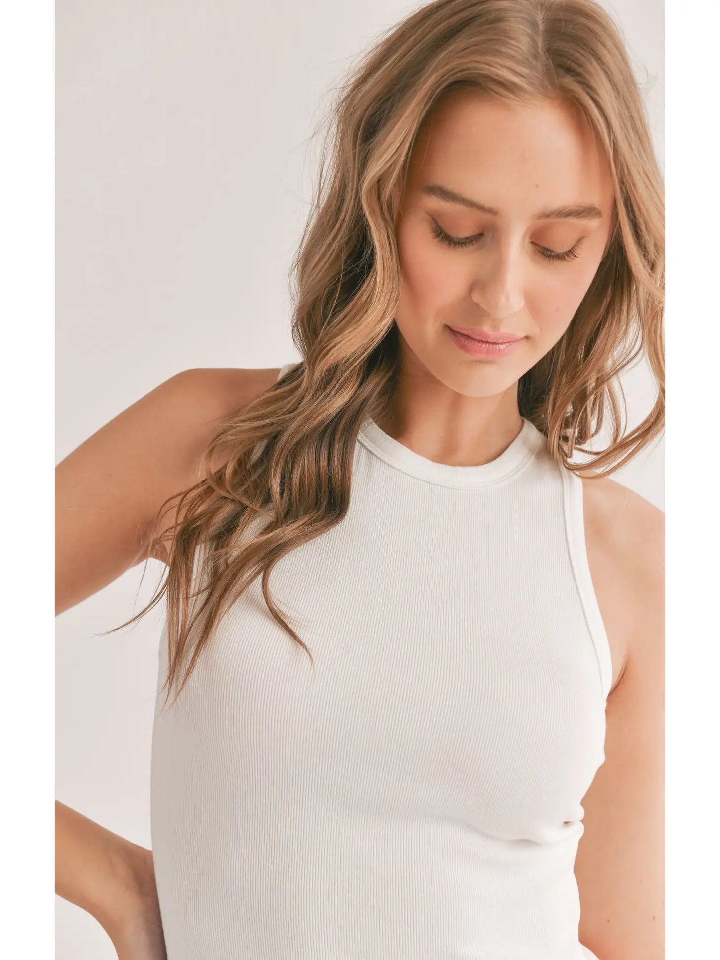 Sadie & Sage Marshmallow Racerback Crop Tank