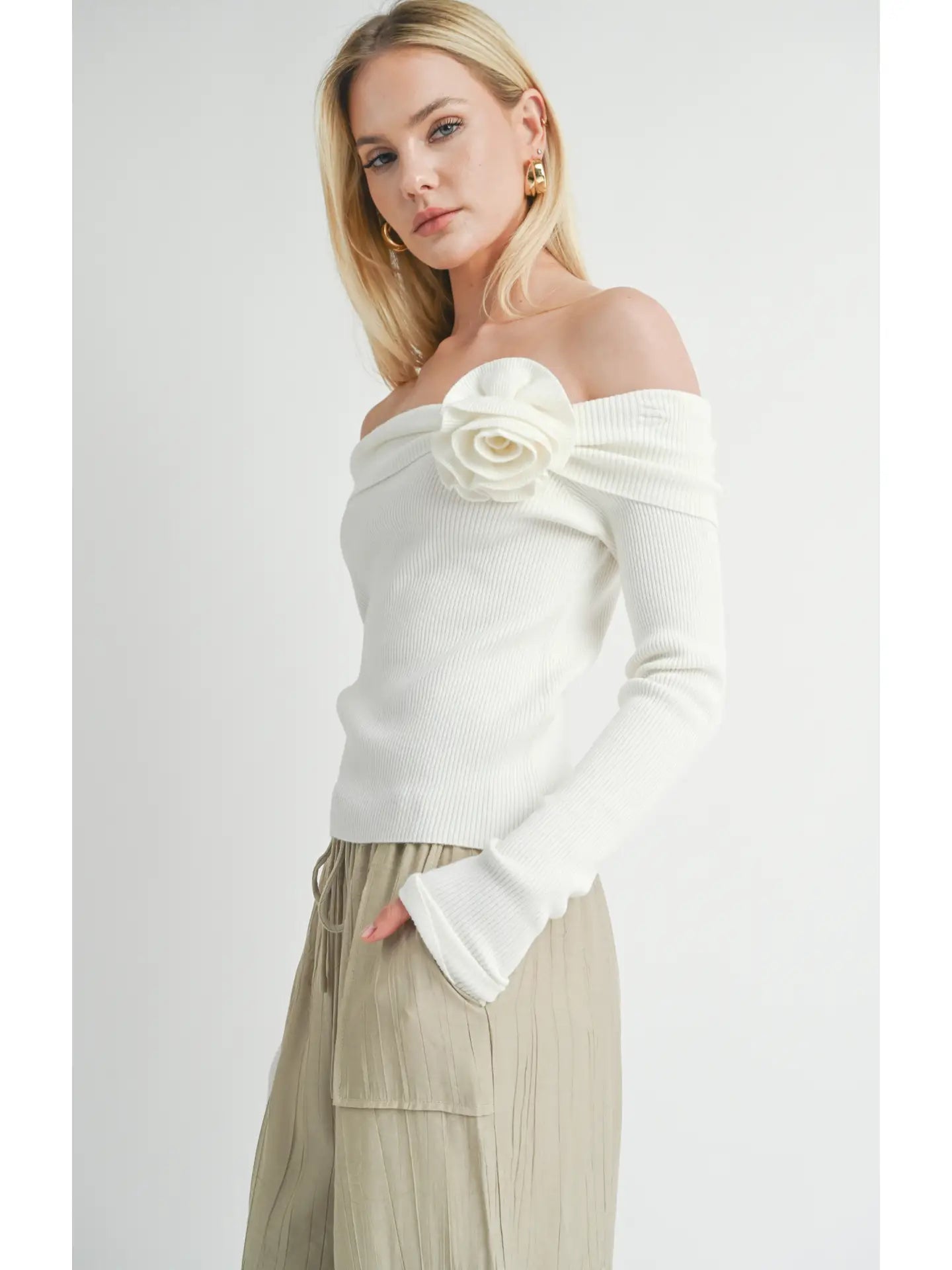 Sage the Label Larissa Rose Offshoulder Sweater