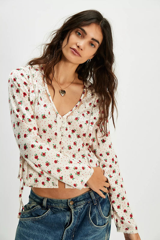 FREE PEOPLE FIELD OF ROSES TOP