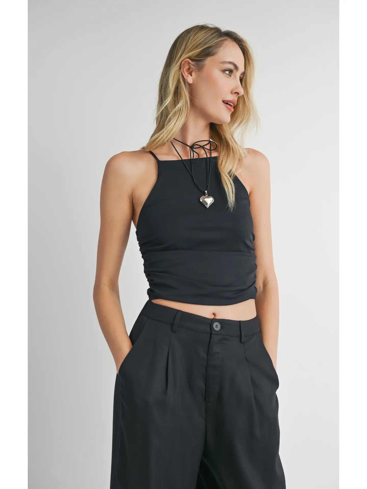 Sadie & Sage On Point Ruched Knit Tank