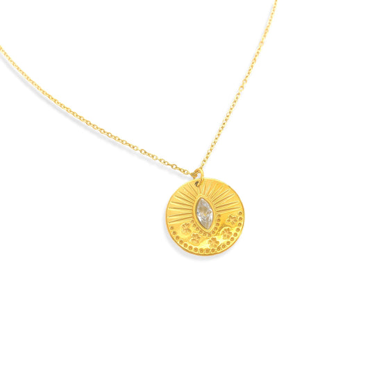 Eye-Catching Diamond-Inlaid Coin Necklace