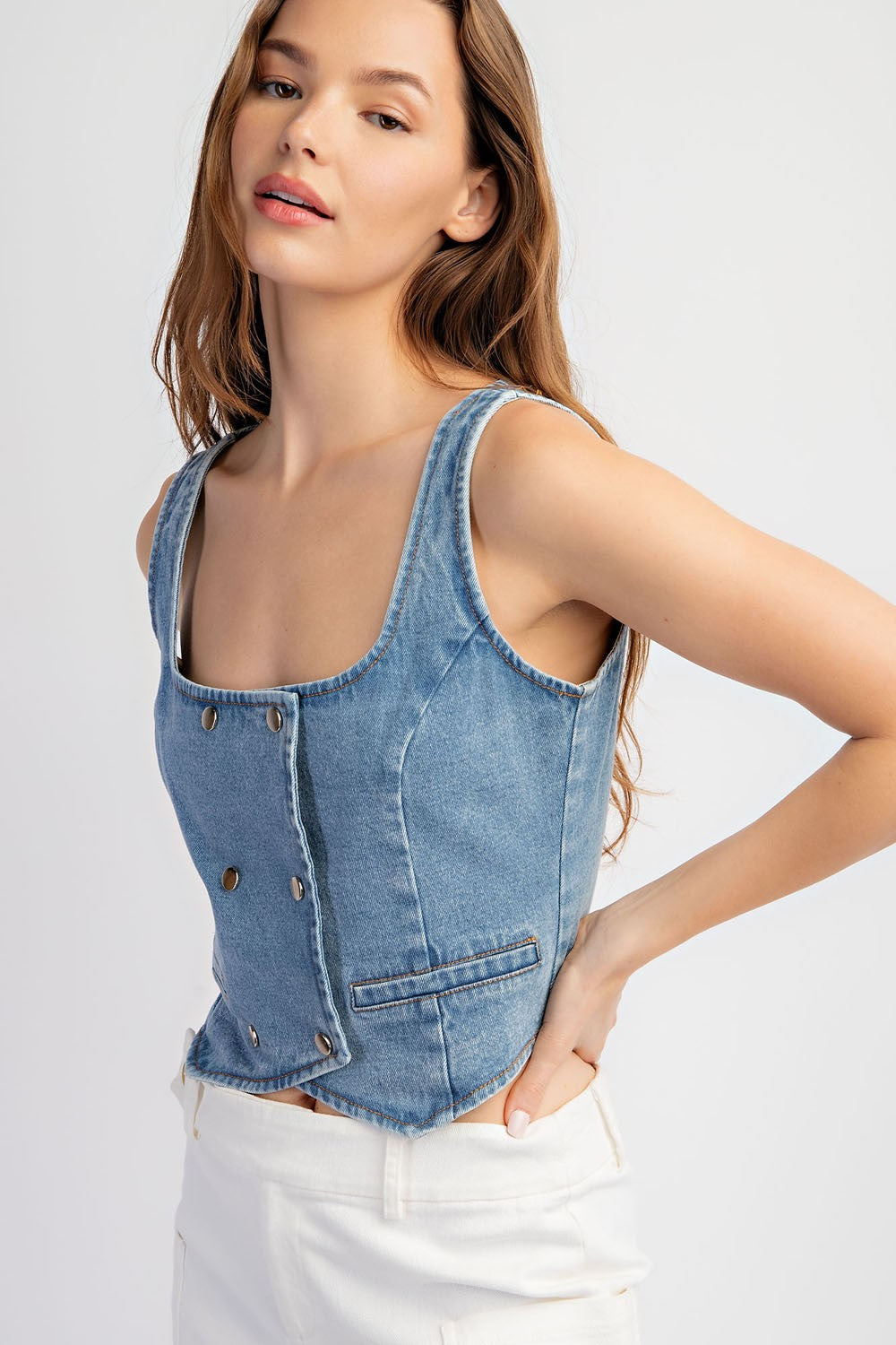 Stretched Denim Vest