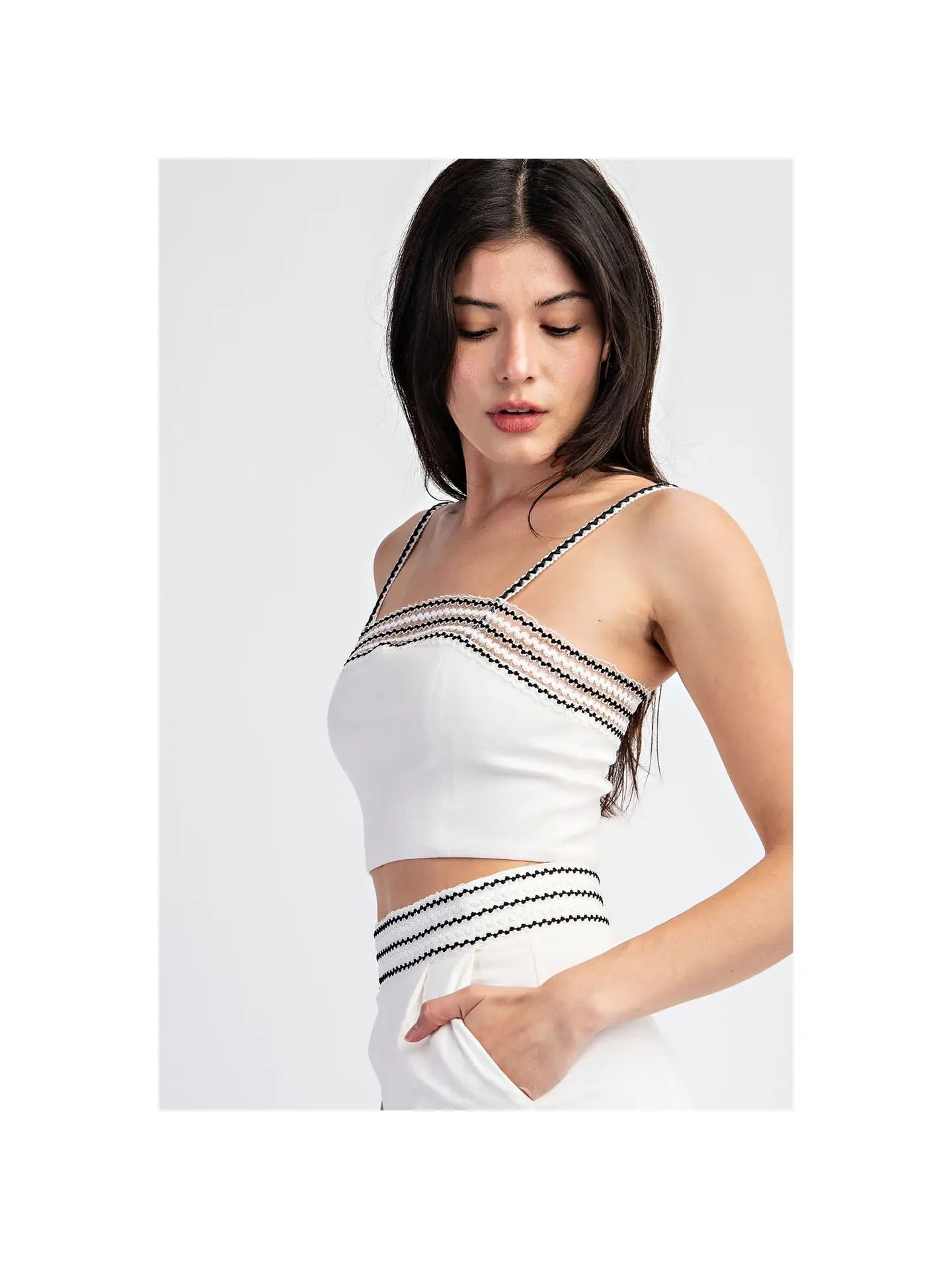 Two Tone Woven Crop Top