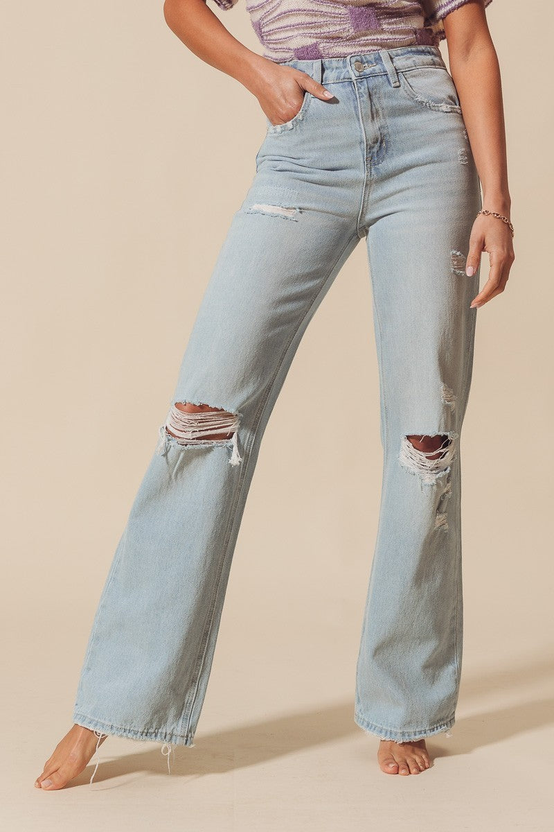 Ribbed 90s Boyfriend Mid Rise Denim Jeans