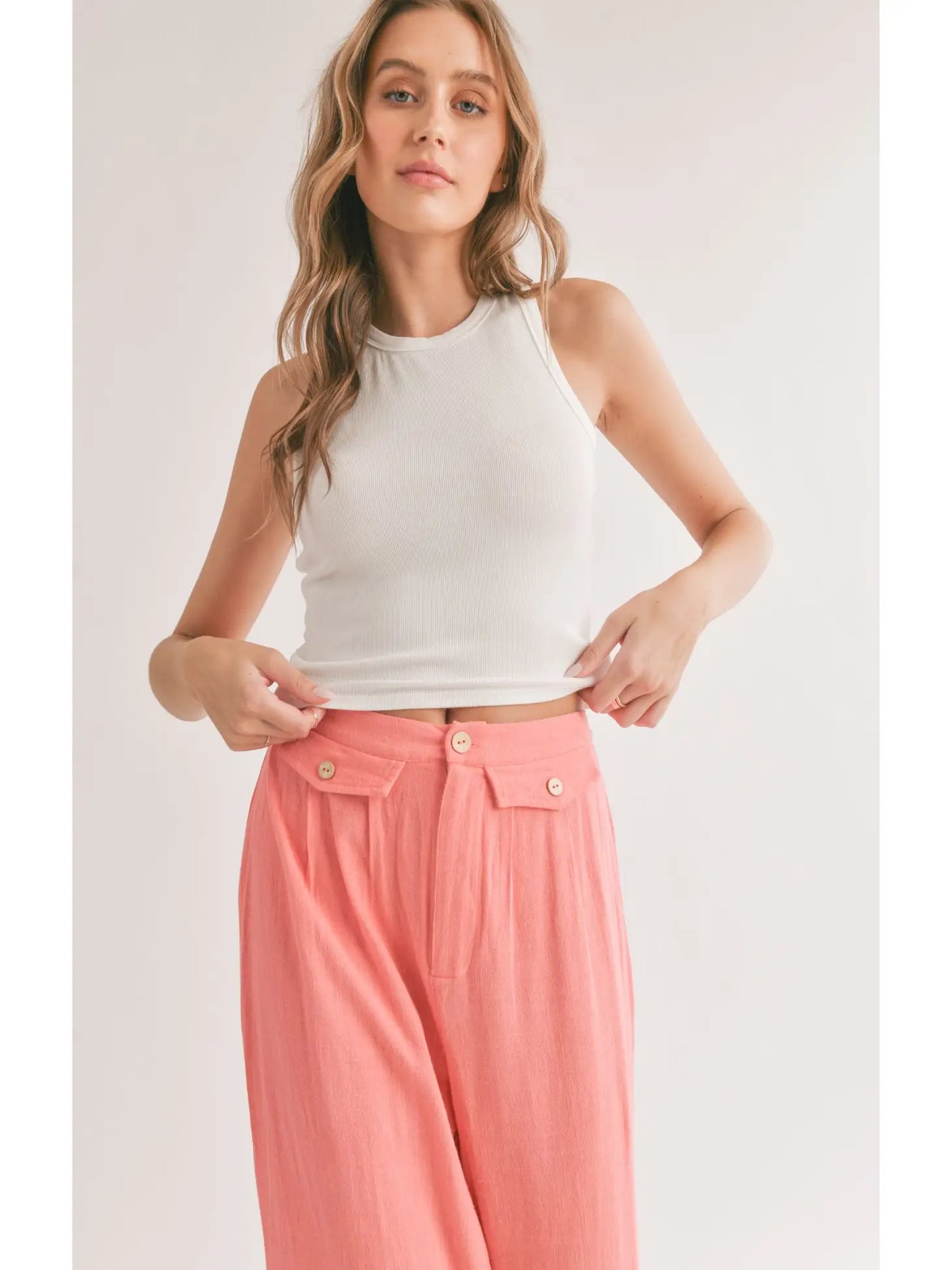 Sadie & Sage Marshmallow Racerback Crop Tank