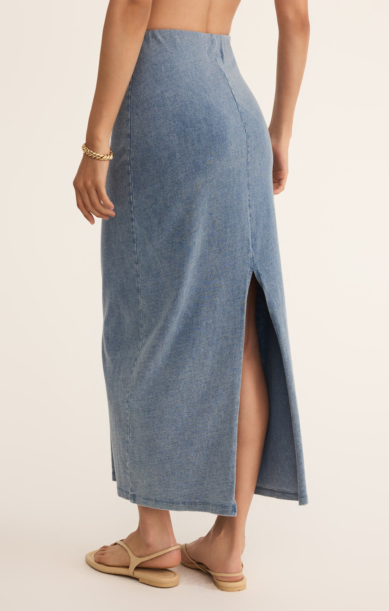 Z Supply Gail Jersey Denim Midi Skirt