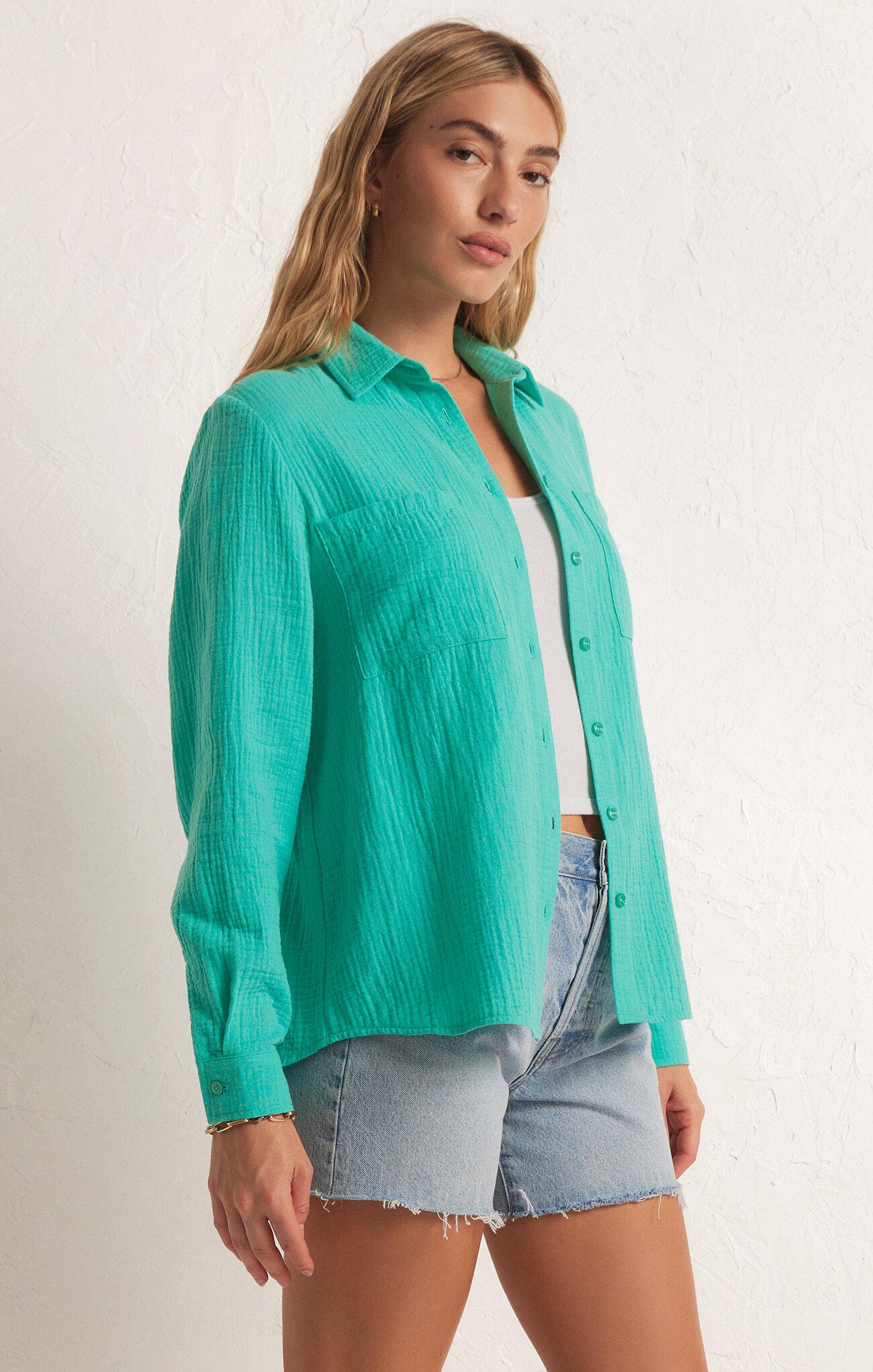 Z SUPPLY KAILI BUTTON FRONT GAUZE SHIRT