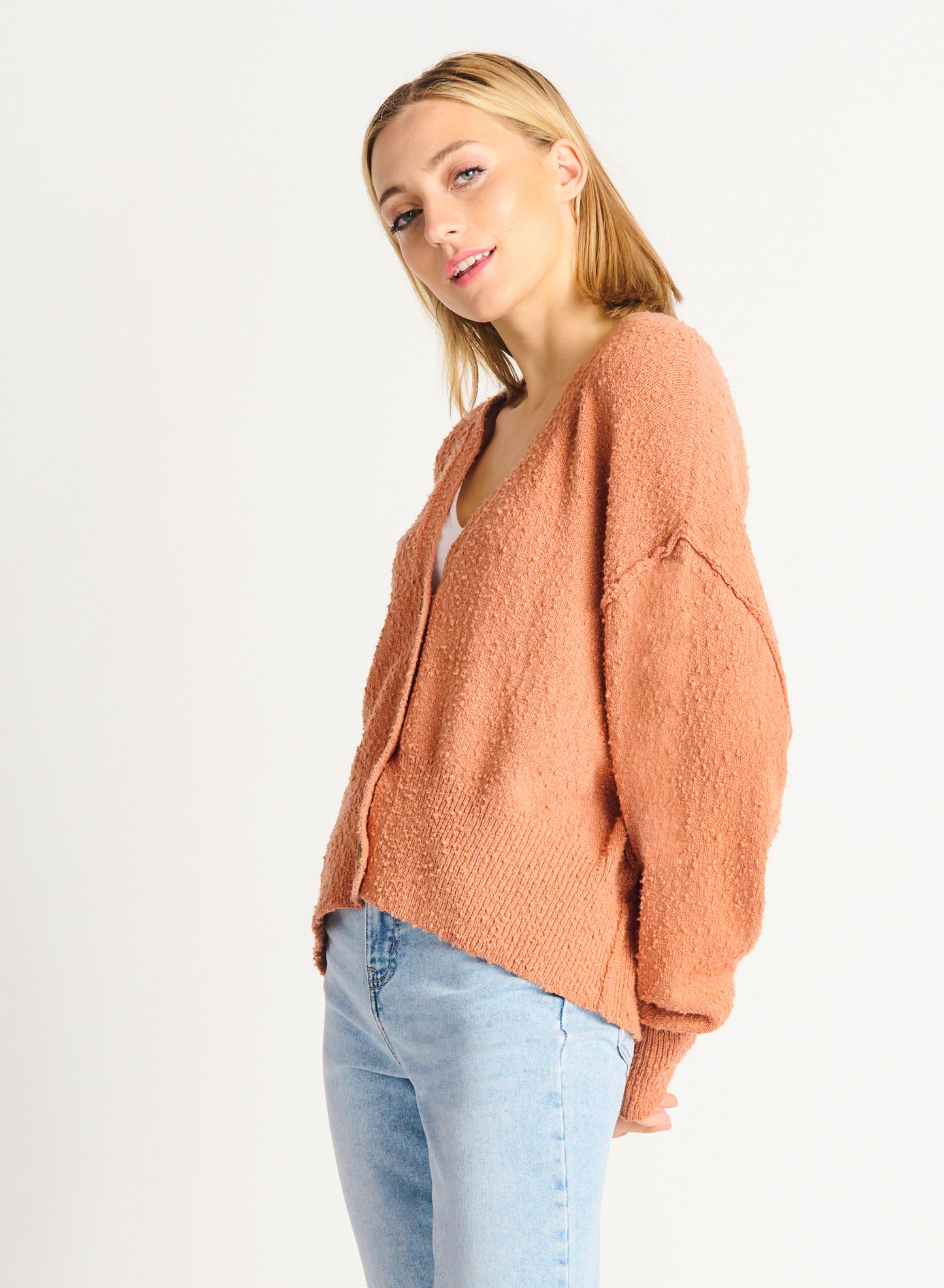 Dex Boucle Button Front Cardigan