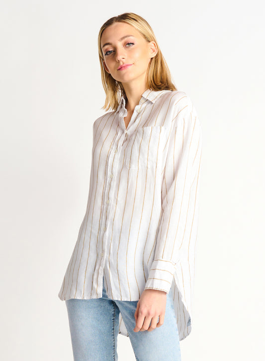 Dex Renae Button Front Oversized Linen Shirt