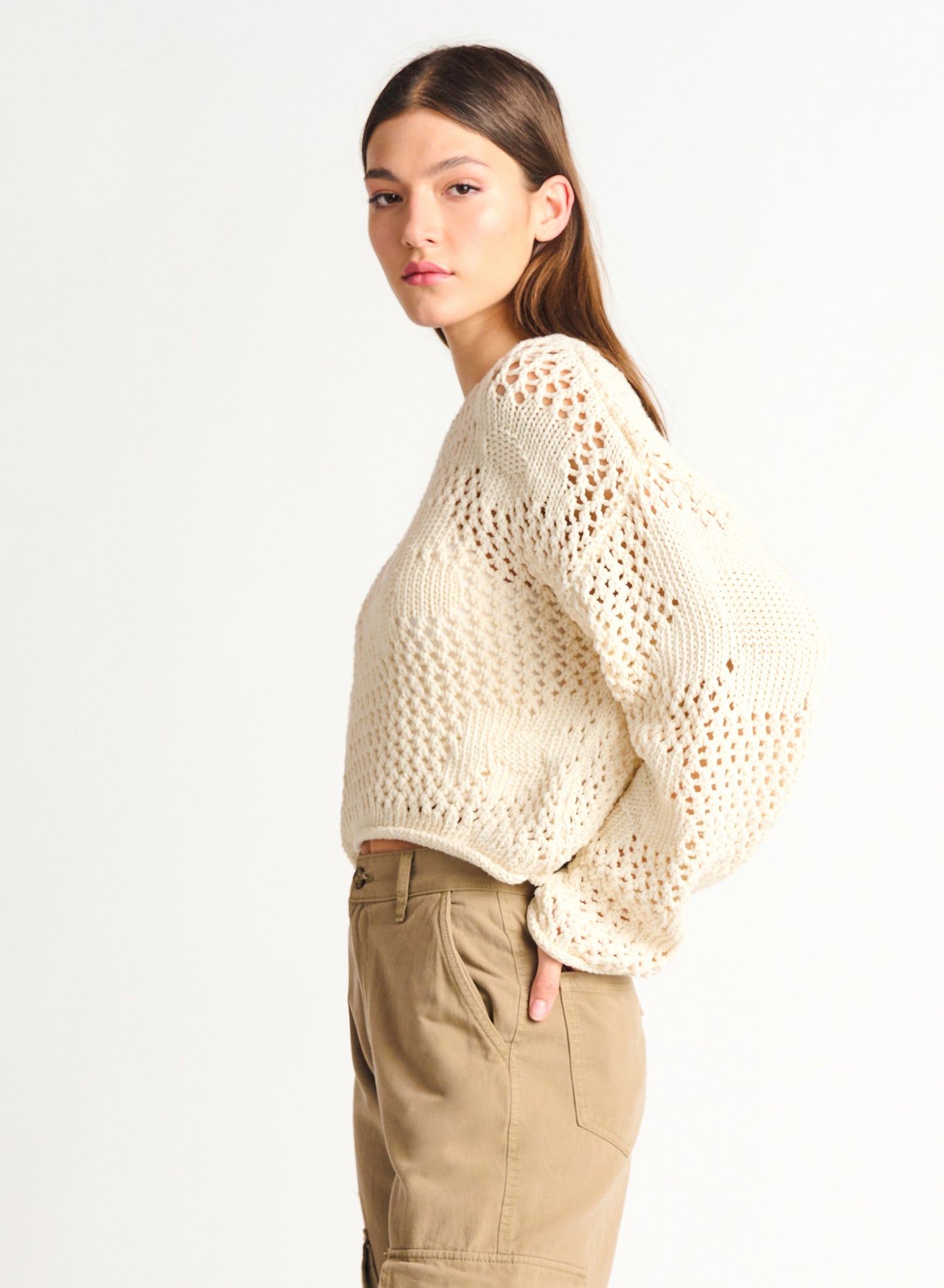 Dex Flo Floral Crochet Sweater