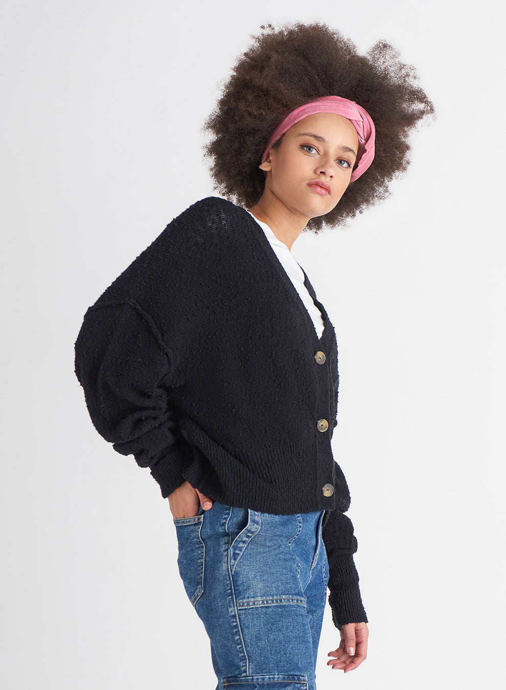 Dex Boucle Button Front Cardigan