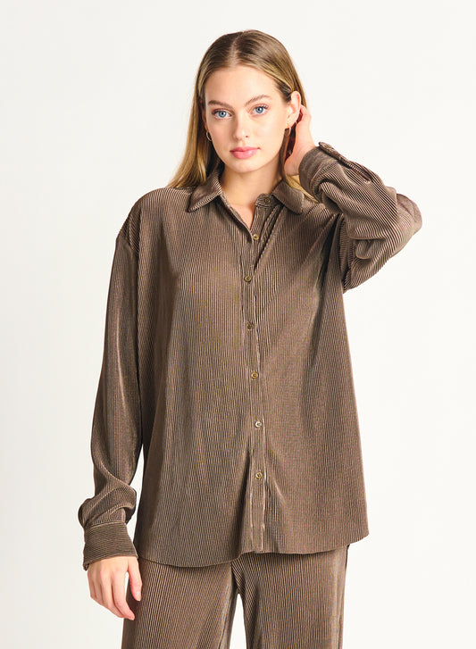 Dex Peanut Pleated Button Front Shirt