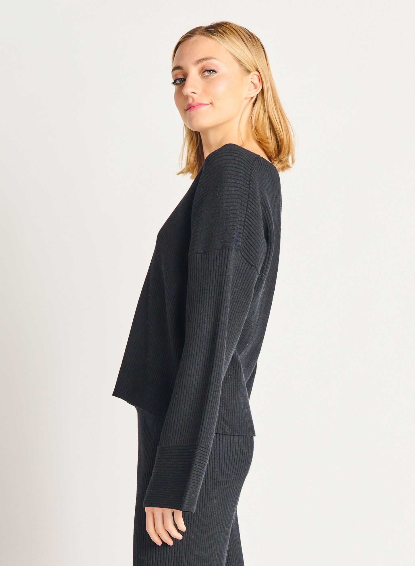 Dex Midnight Wide Sleeve Ribbed Sweater