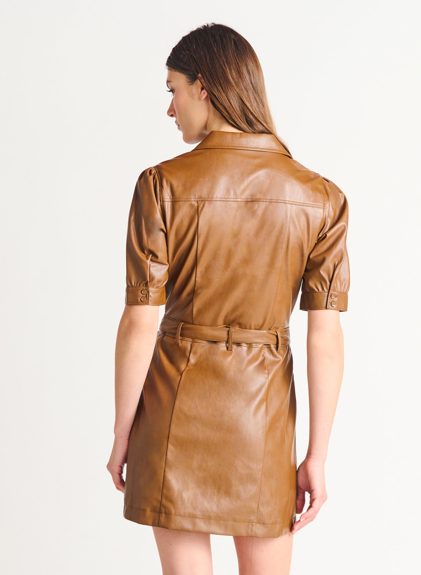 Dex Norah Faux Leather Shirt Dress