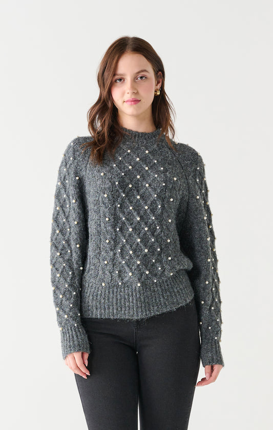 Dex Jayleen Embellished Cable Sweater