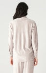 DEX Long Sleeve Button Front Velvet Top