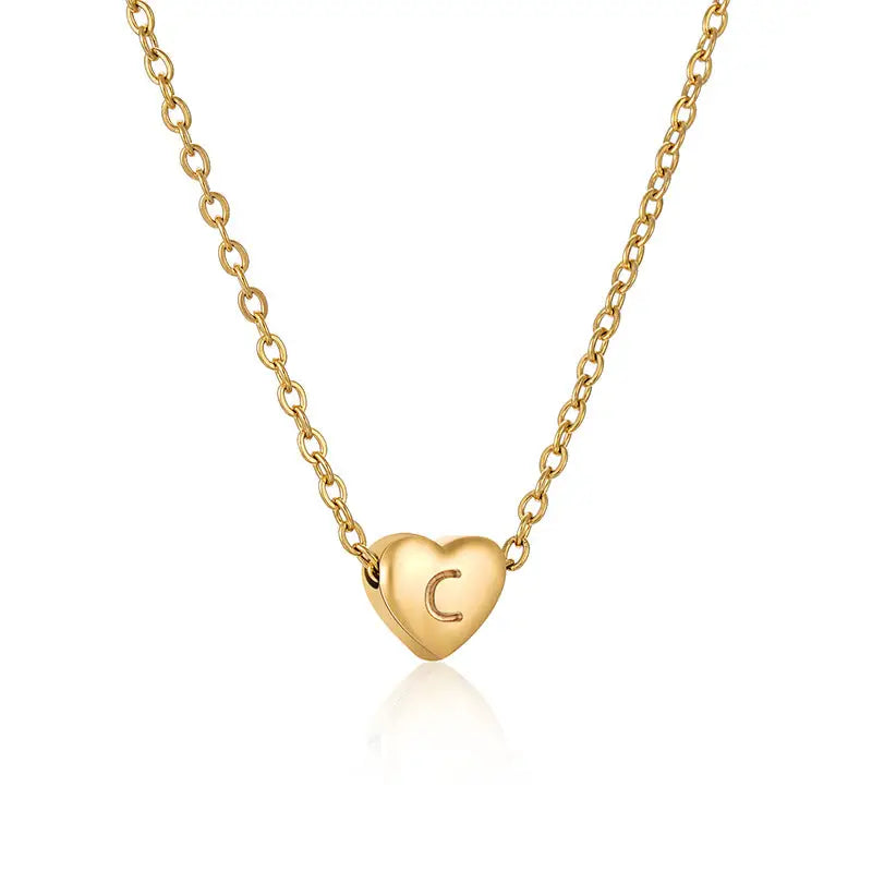 Heart-shaped Alphabet Pendant Necklace