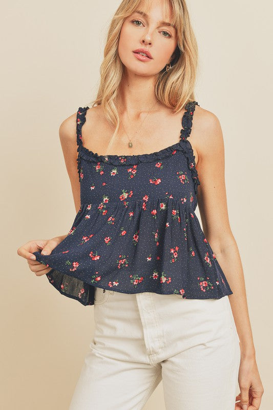 Pin Dot Floral Top