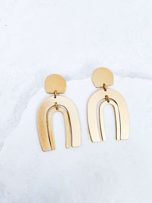 Matte Plated Arch Post Drop Earring
