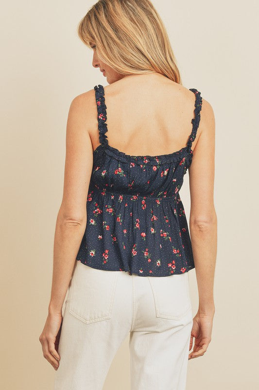 Pin Dot Floral Top