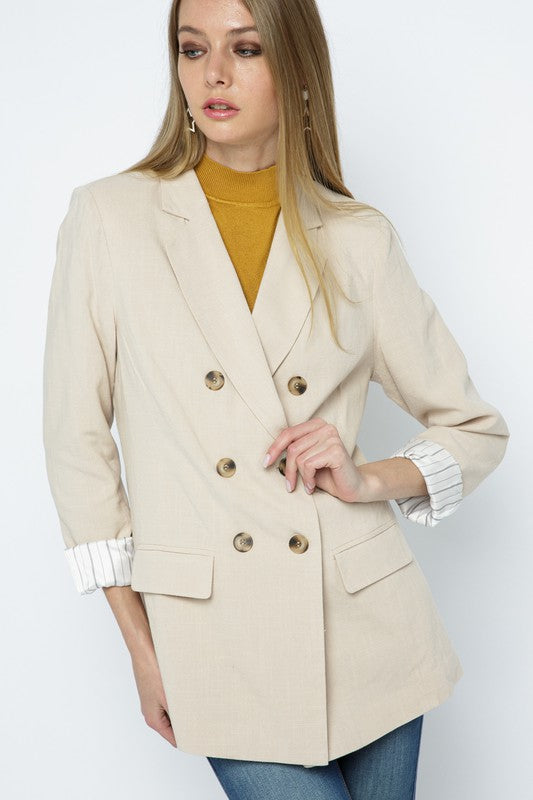 Brandi Double Breasted Linen Blazer