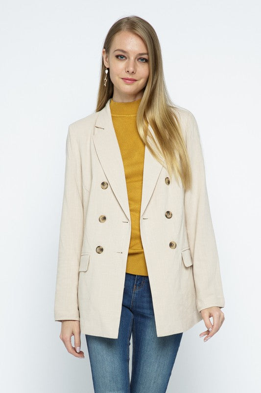 Brandi Double Breasted Linen Blazer