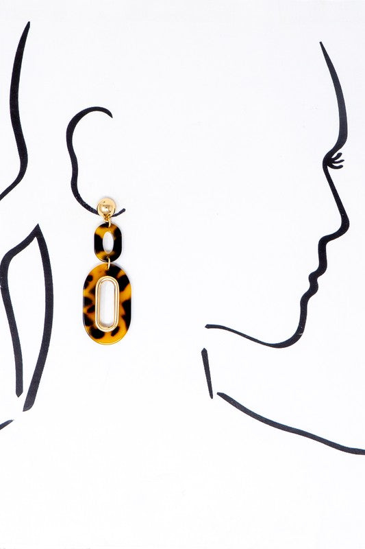 Double Oval Resin Hoop Drop Earring