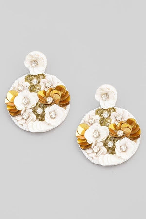 Sequin Floral Disc Earring