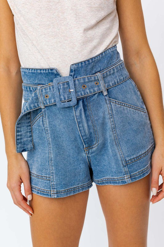 Belted Denim Short