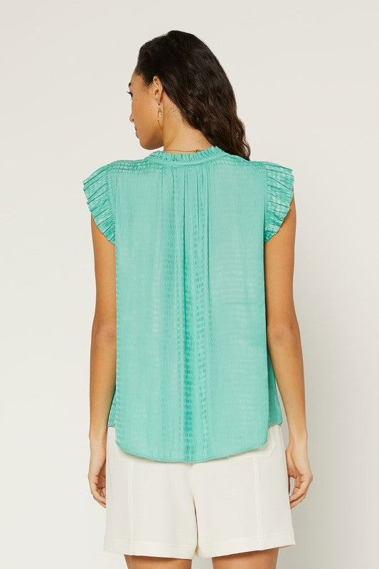 Torrence Pleat Sleeve Jacquard Blouse