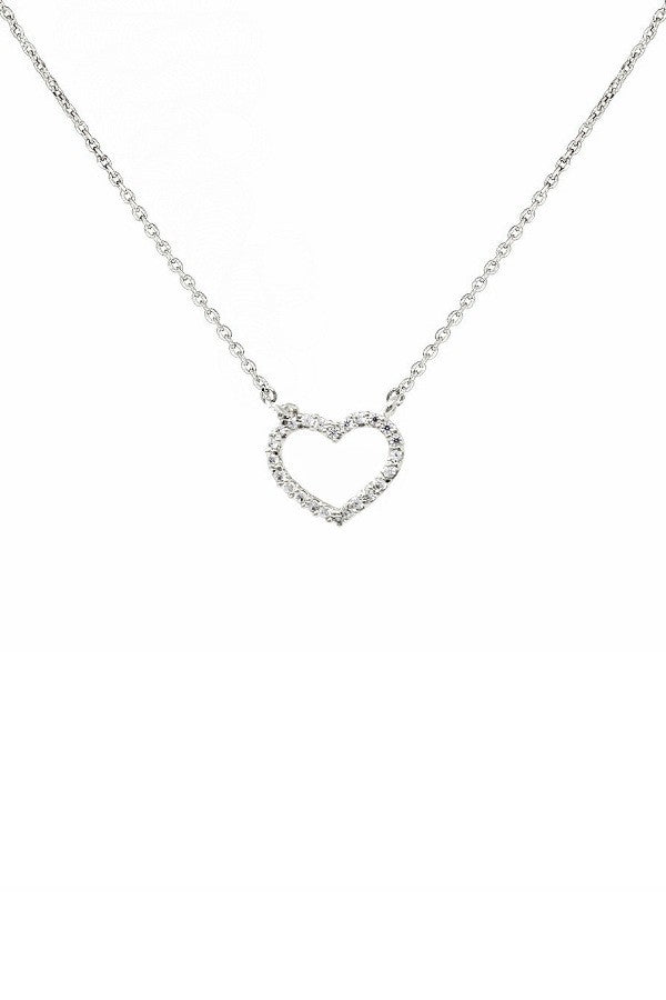 Paved Mini Heart Pendant Short Necklace