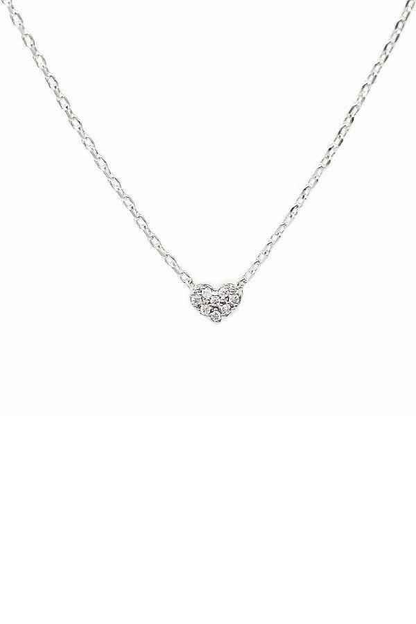 Pave Mini Heart Pendant Short Chain Necklace