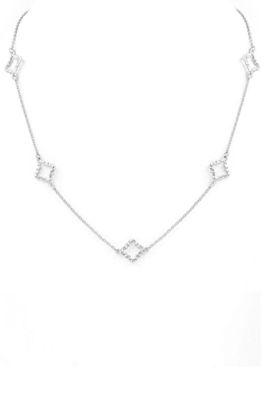 Metal Quatrefoil Station Necklace