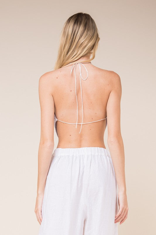 Eyelet Open Back Crop Top