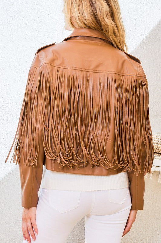 Maris Vegan Leather Fringe Jacket